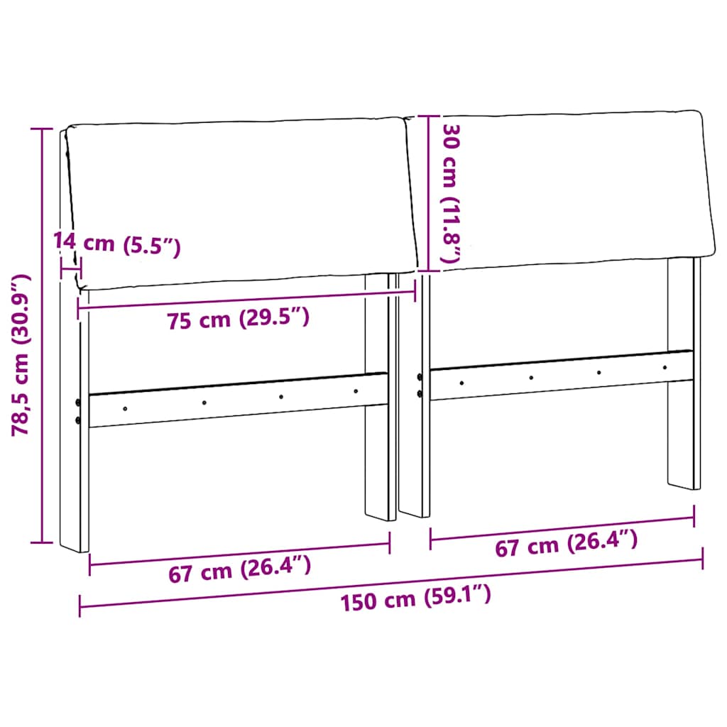 Gepolstertes Kopfteil Taupe 150 cm Massives Kiefernholz