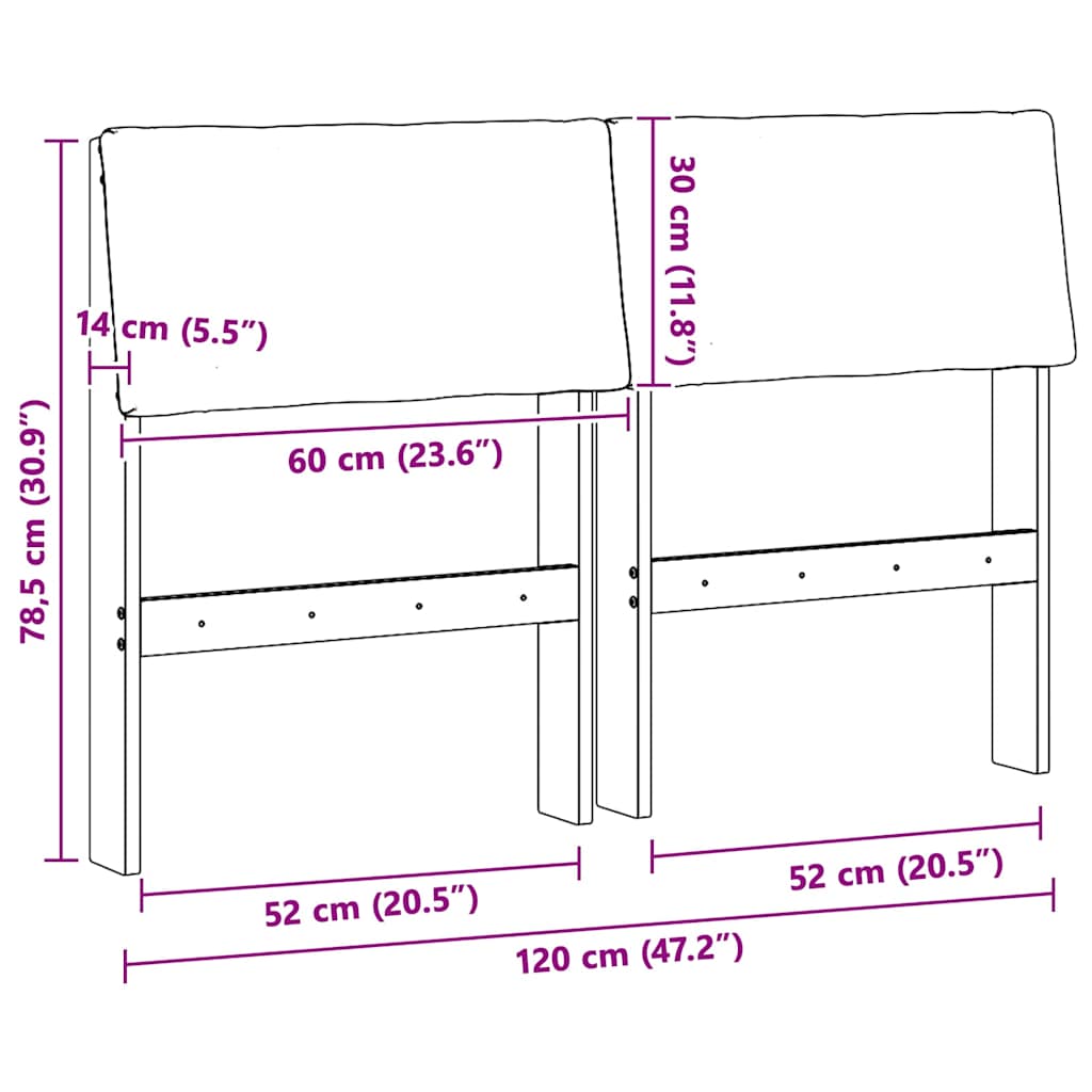 Gepolstertes Kopfteil Taupe 120 cm Massives Kiefernholz