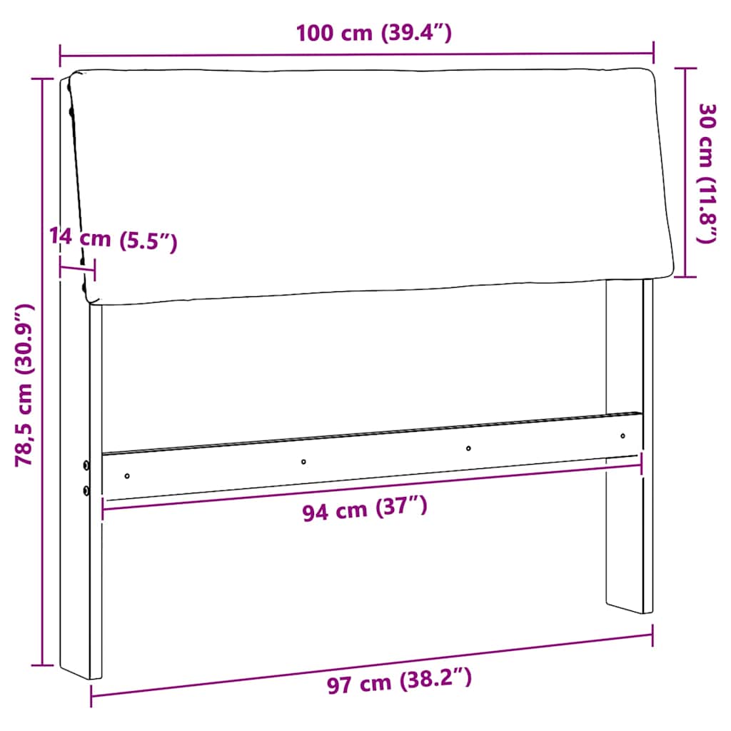 Gepolstertes Kopfteil Taupe 100 cm Massives Kiefernholz