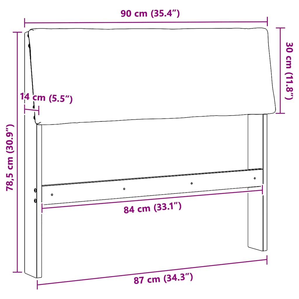 Gepolstertes Kopfteil Taupe 90 cm Massives Kiefernholz