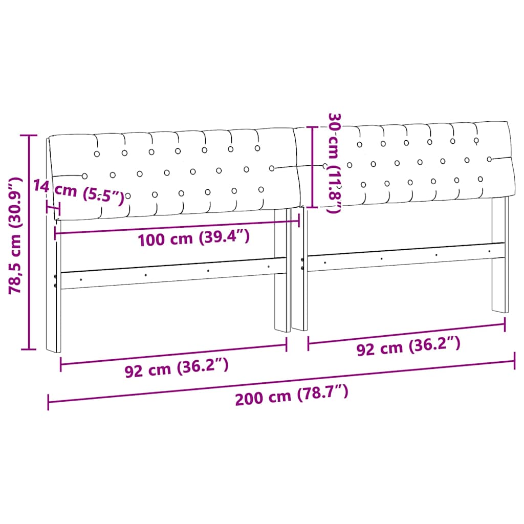 Gepolstertes Kopfteil Taupe 200 cm Massives Kiefernholz