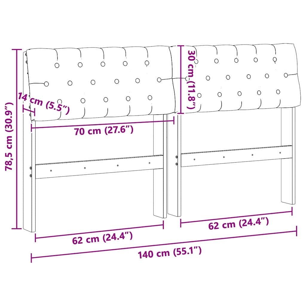 Gepolstertes Kopfteil Taupe 140 cm Massives Kiefernholz