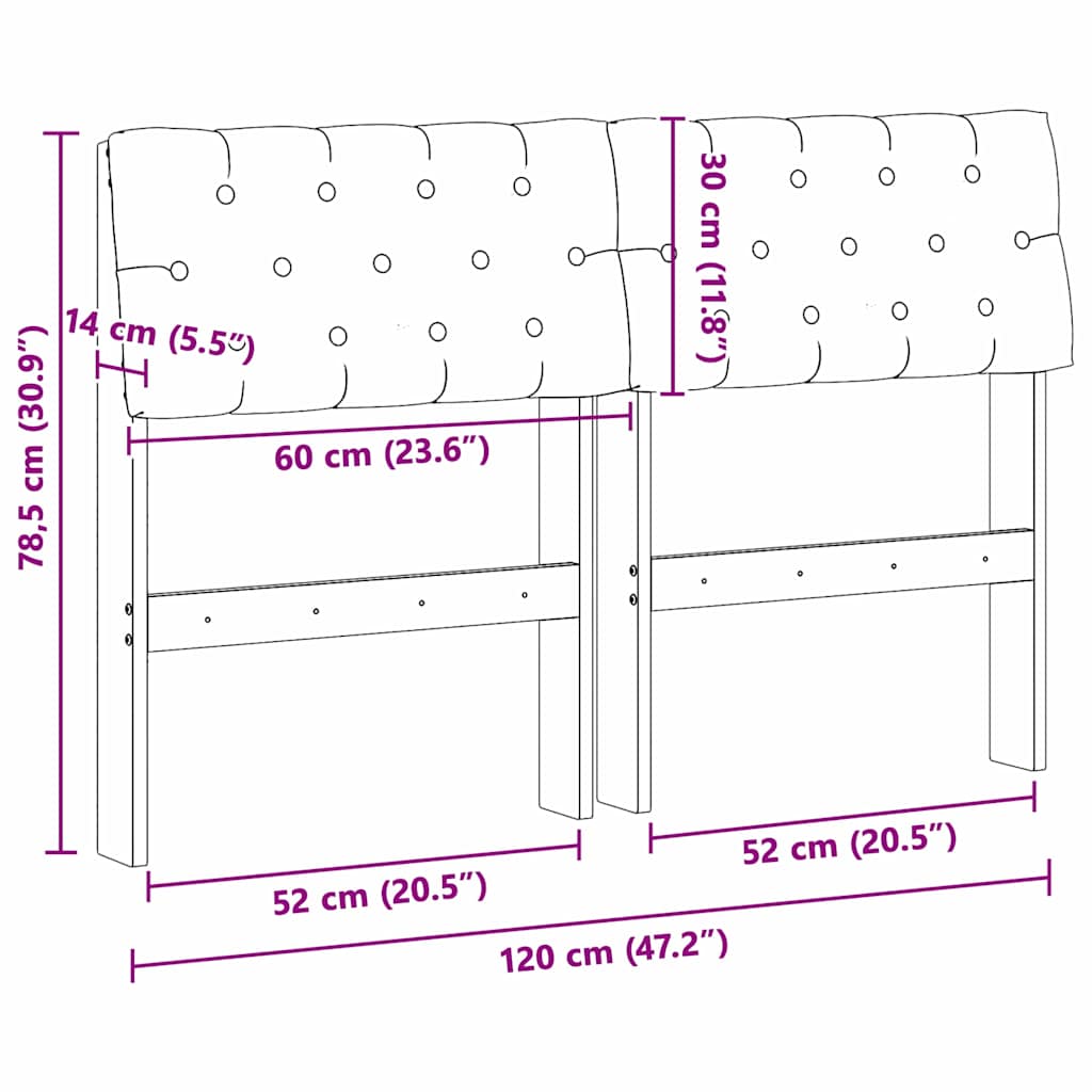Gepolstertes Kopfteil Schwarz 120 cm Massives Kiefernholz