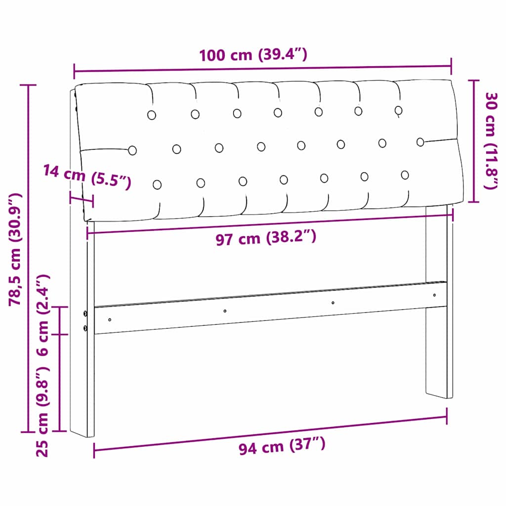 Gepolstertes Kopfteil Schwarz 100 cm Massives Kiefernholz