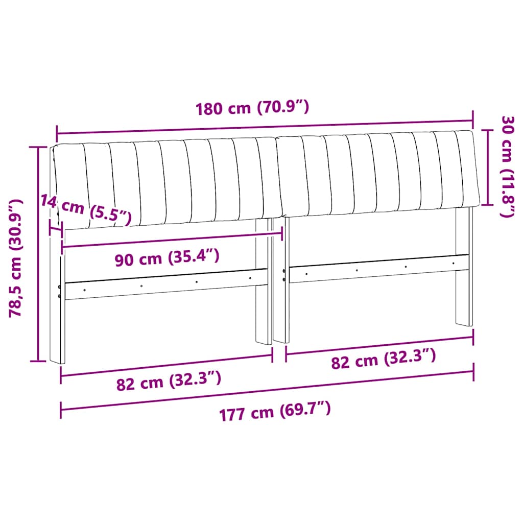 Gepolstertes Kopfteil Taupe 180 cm Massives Kiefernholz