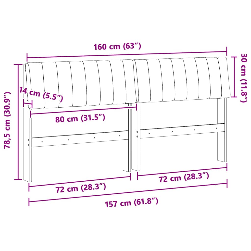 Gepolstertes Kopfteil Taupe 160 cm Massives Kiefernholz