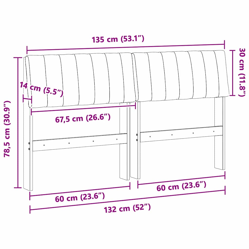 Gepolstertes Kopfteil Taupe 135 cm Massives Kiefernholz