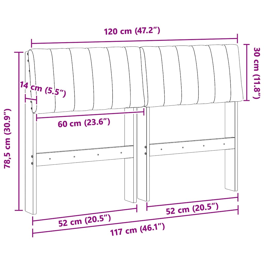Gepolstertes Kopfteil Taupe 120 cm Massives Kiefernholz