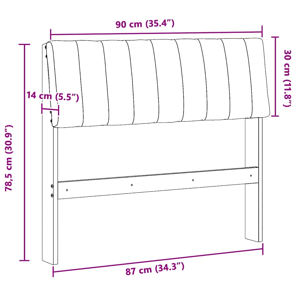 Gepolstertes Kopfteil Taupe 90 cm Massives Kiefernholz