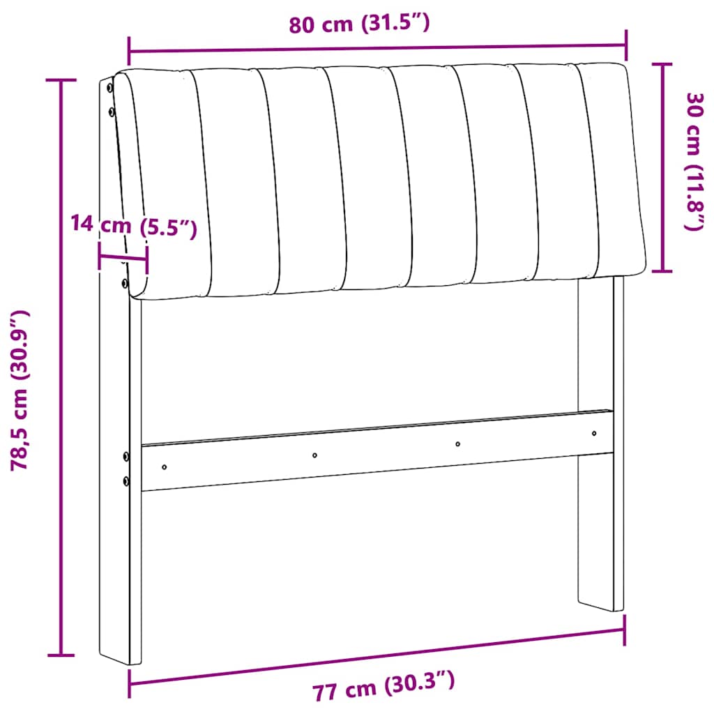 Gepolstertes Kopfteil Taupe 80 cm Massives Kiefernholz