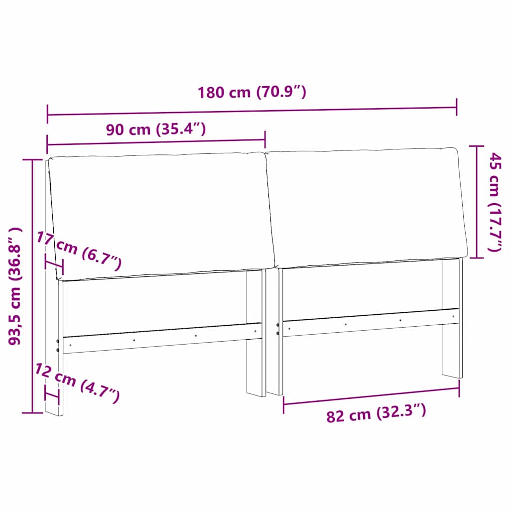 Gepolstertes Kopfteil Taupe 180 cm Massives Kiefernholz