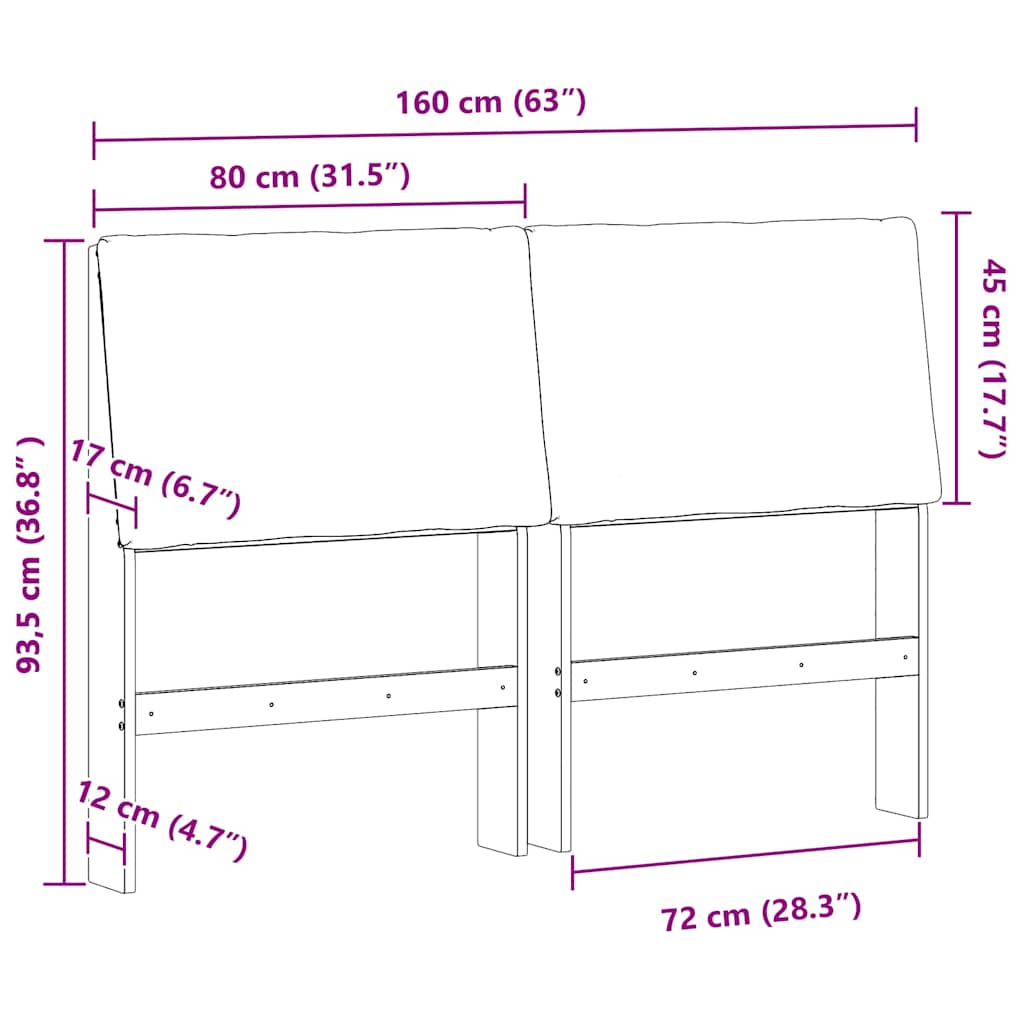 Gepolstertes Kopfteil Taupe 160 cm Massives Kiefernholz