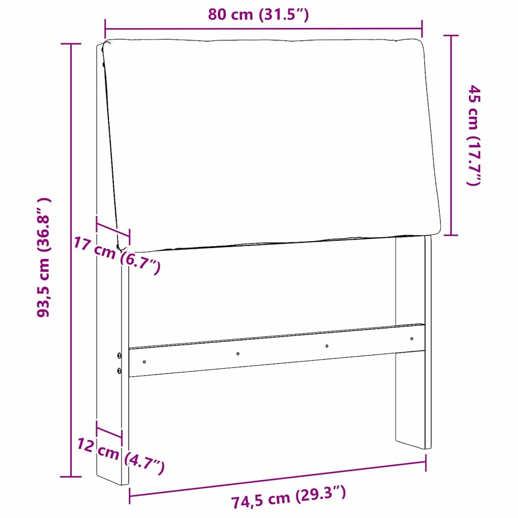 Gepolstertes Kopfteil Taupe 80 cm Massives Kiefernholz