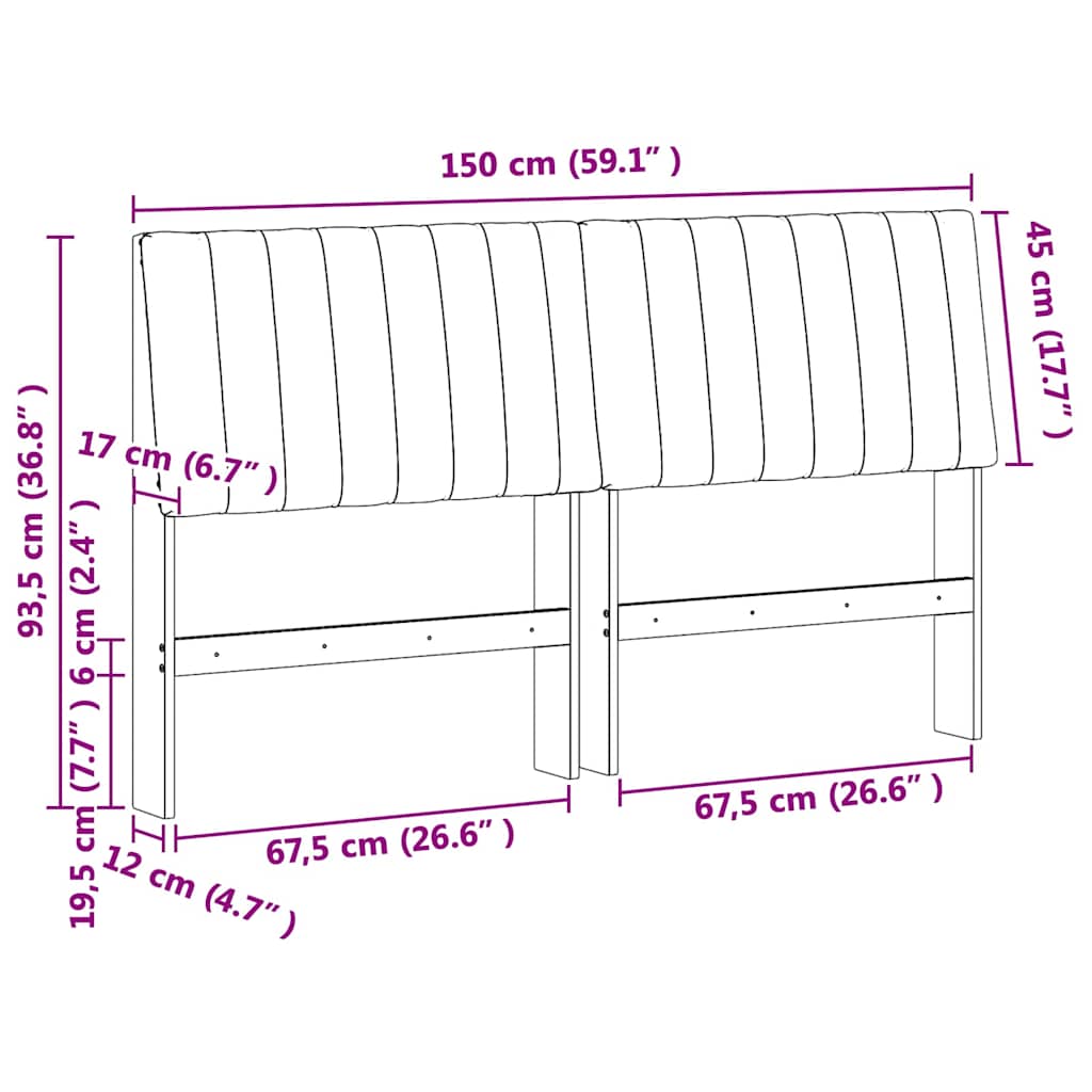 Gepolstertes Kopfteil Dunkelgrau 150 cm Massives Kiefernholz
