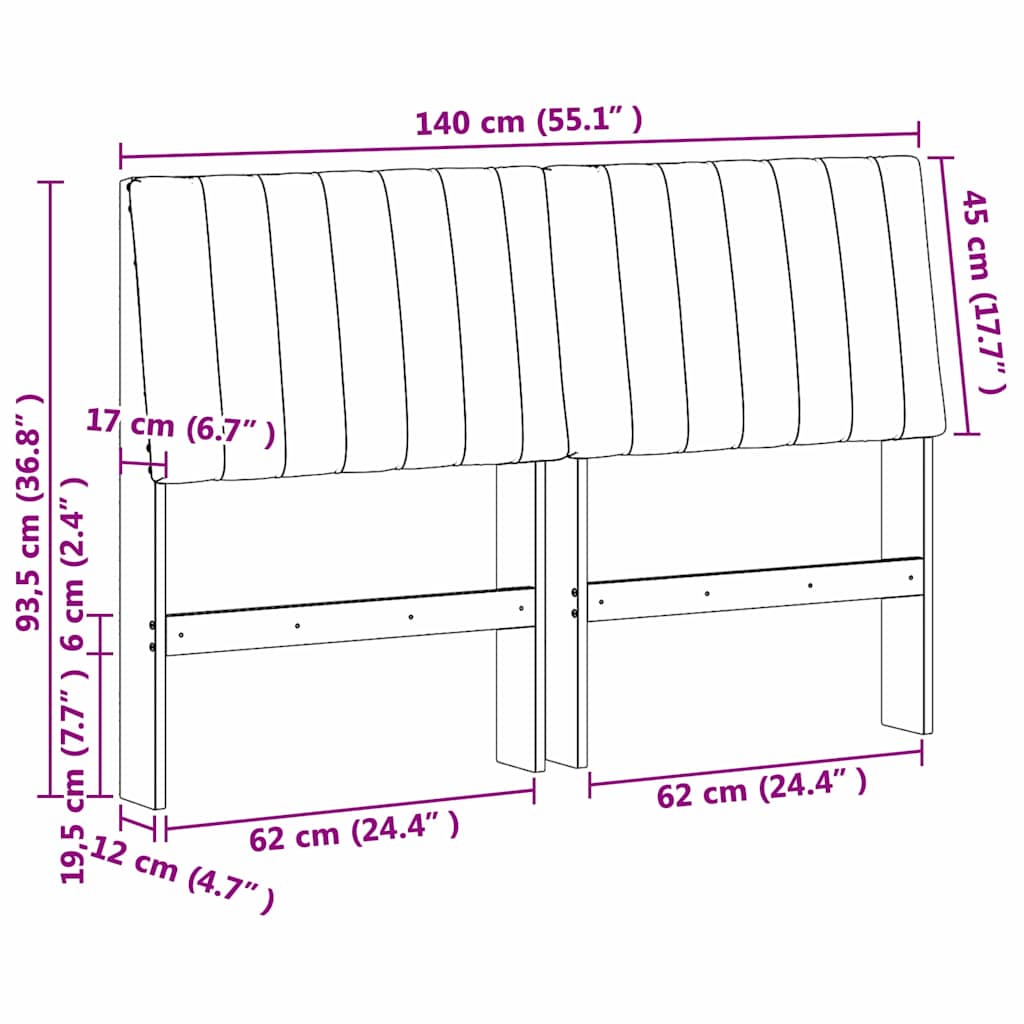 Gepolstertes Kopfteil Taupe 140 cm Massives Kiefernholz