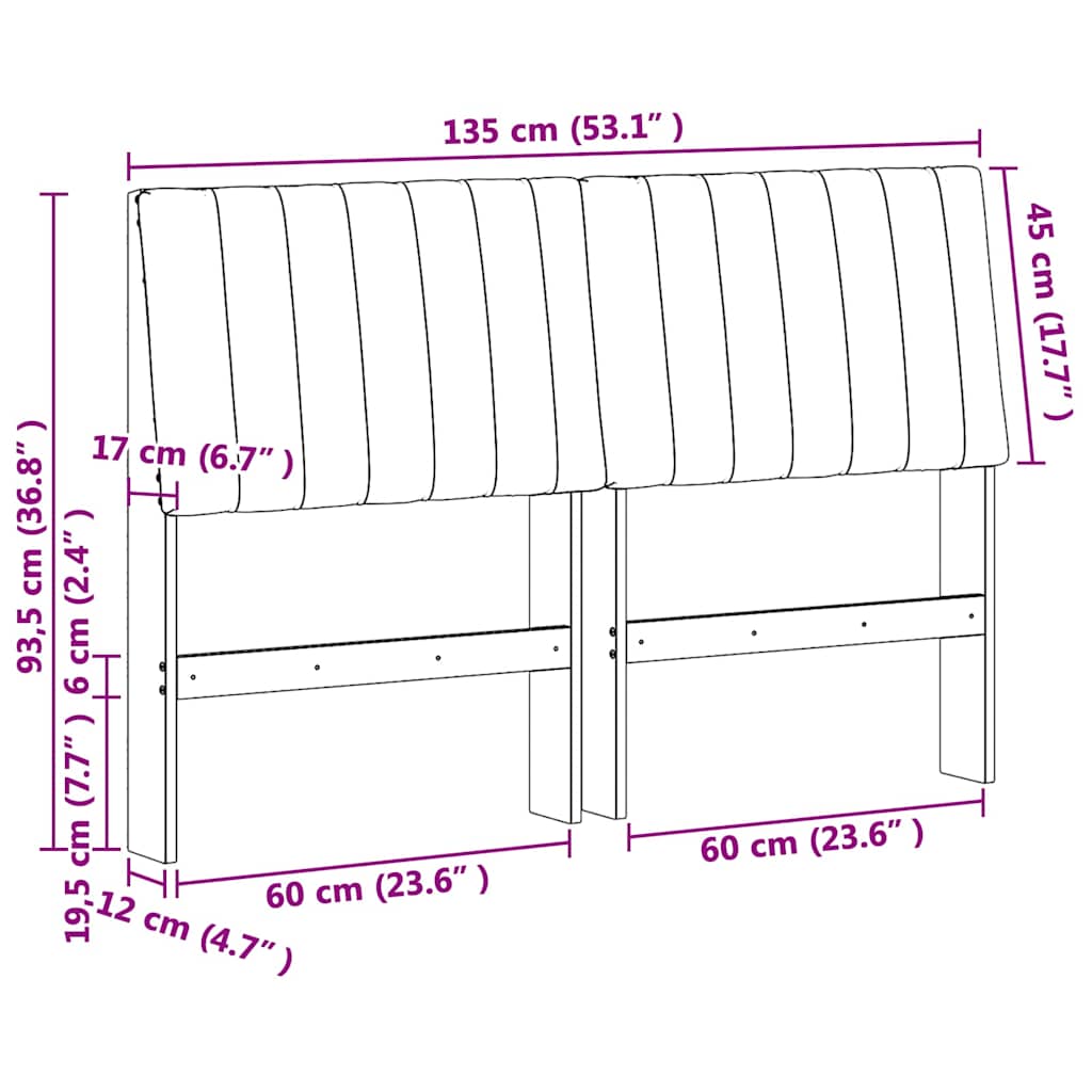 Gepolstertes Kopfteil Taupe 135 cm Massives Kiefernholz