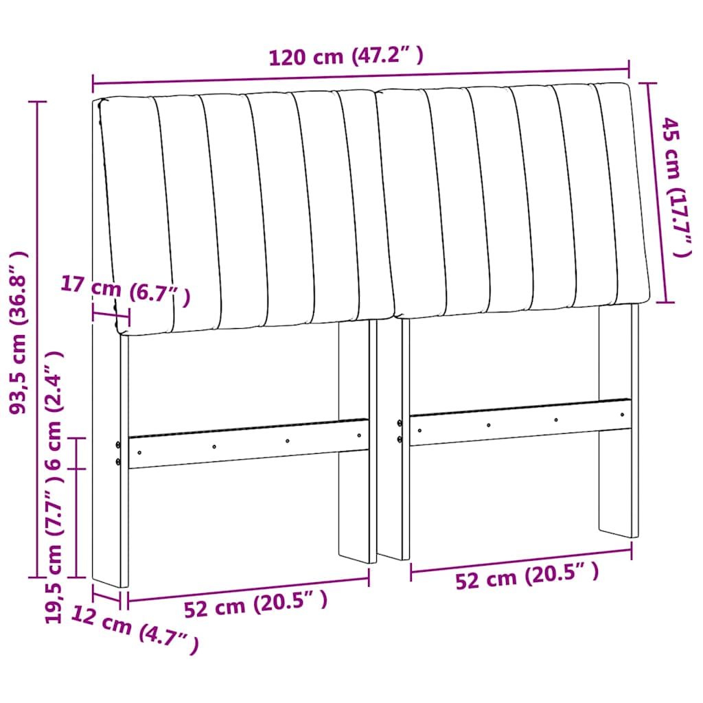 Gepolstertes Kopfteil Taupe 120 cm Massives Kiefernholz