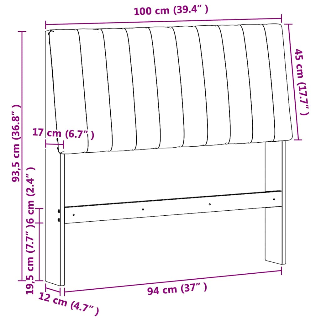 Gepolstertes Kopfteil Taupe 100 cm Massives Kiefernholz