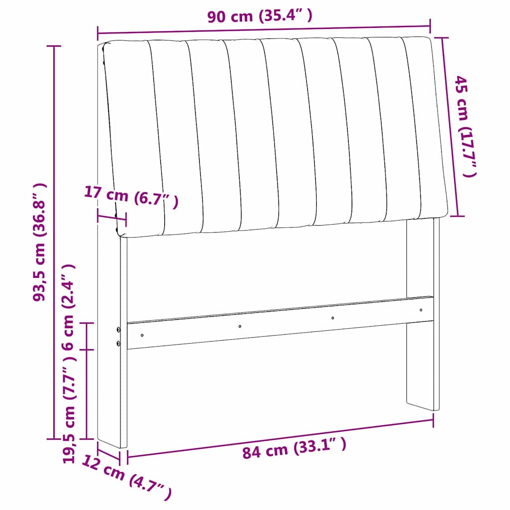 Gepolstertes Kopfteil Taupe 90 cm Massives Kiefernholz