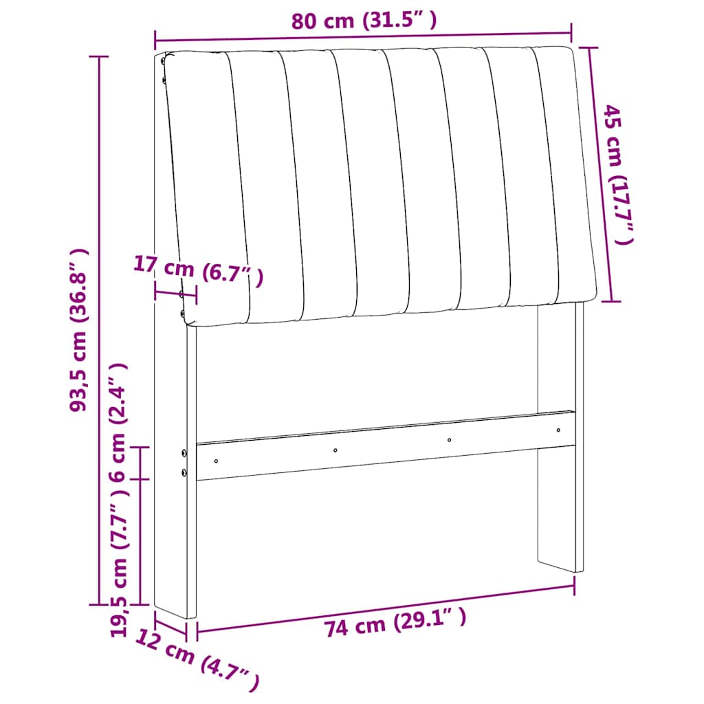 Gepolstertes Kopfteil Taupe 80 cm Massives Kiefernholz