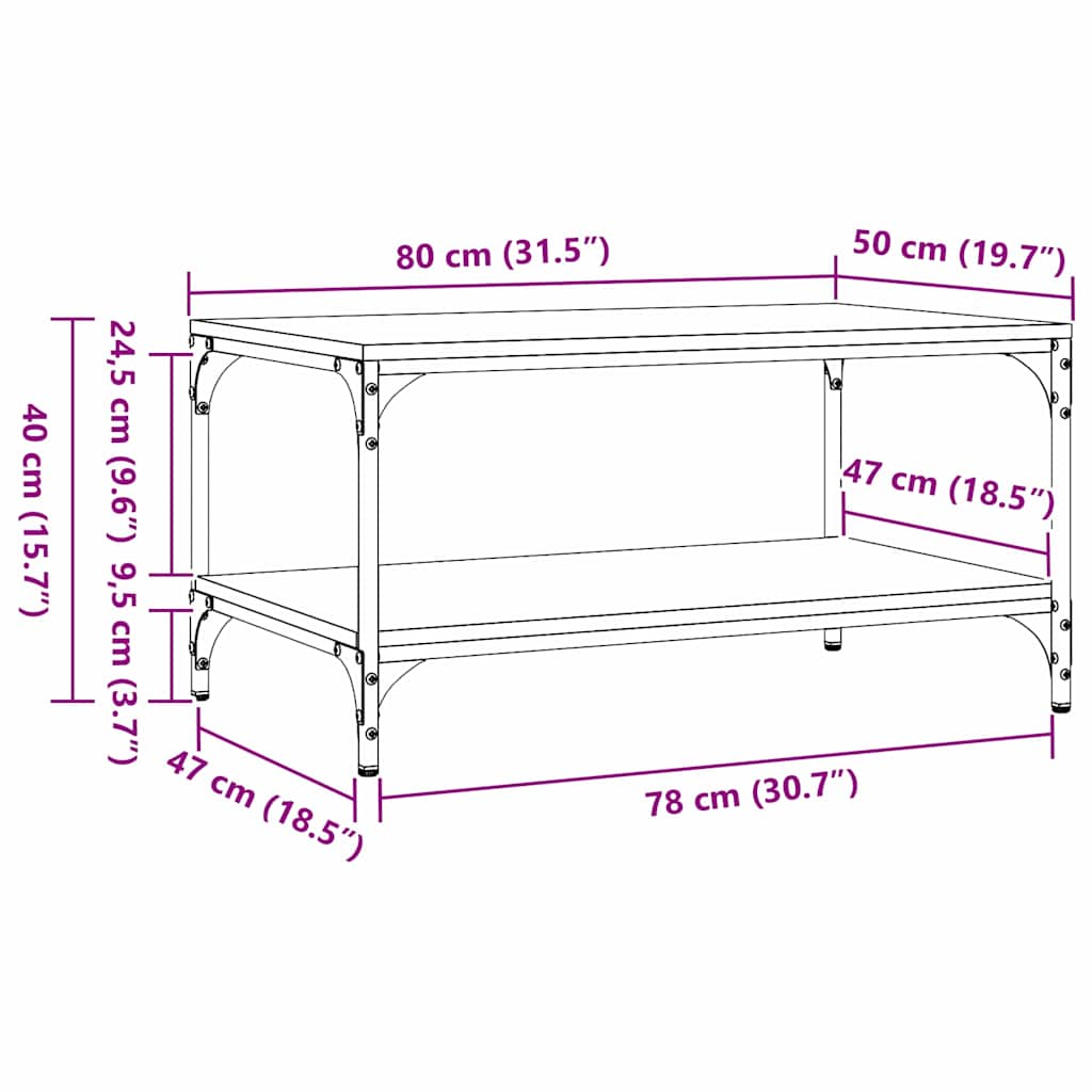 Couchtisch Schwarz Eichen-Optik Holzwerkstoff