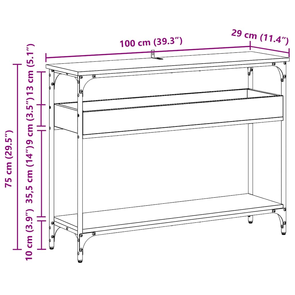 Konsolentisch Artisan-Eiche 100 x 29 x 75 cm Holzwerkstoff