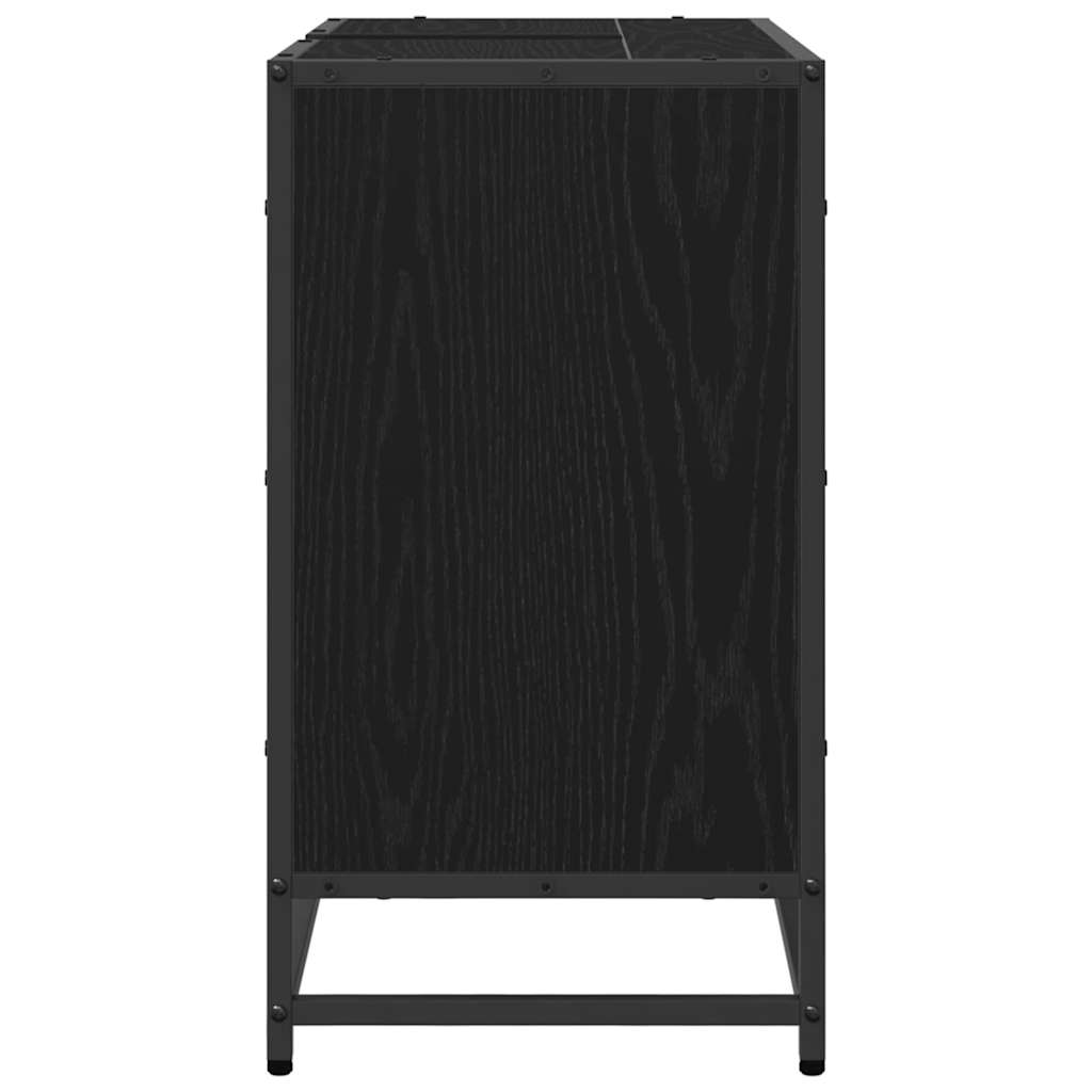 Badezimmer Waschbecken Schrank mit Tür Schwarz Eichen-Optik