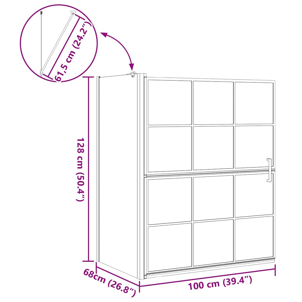 Bad-Duschschirm Schwarz und Transparent 100 x 67 x 129.5 cm