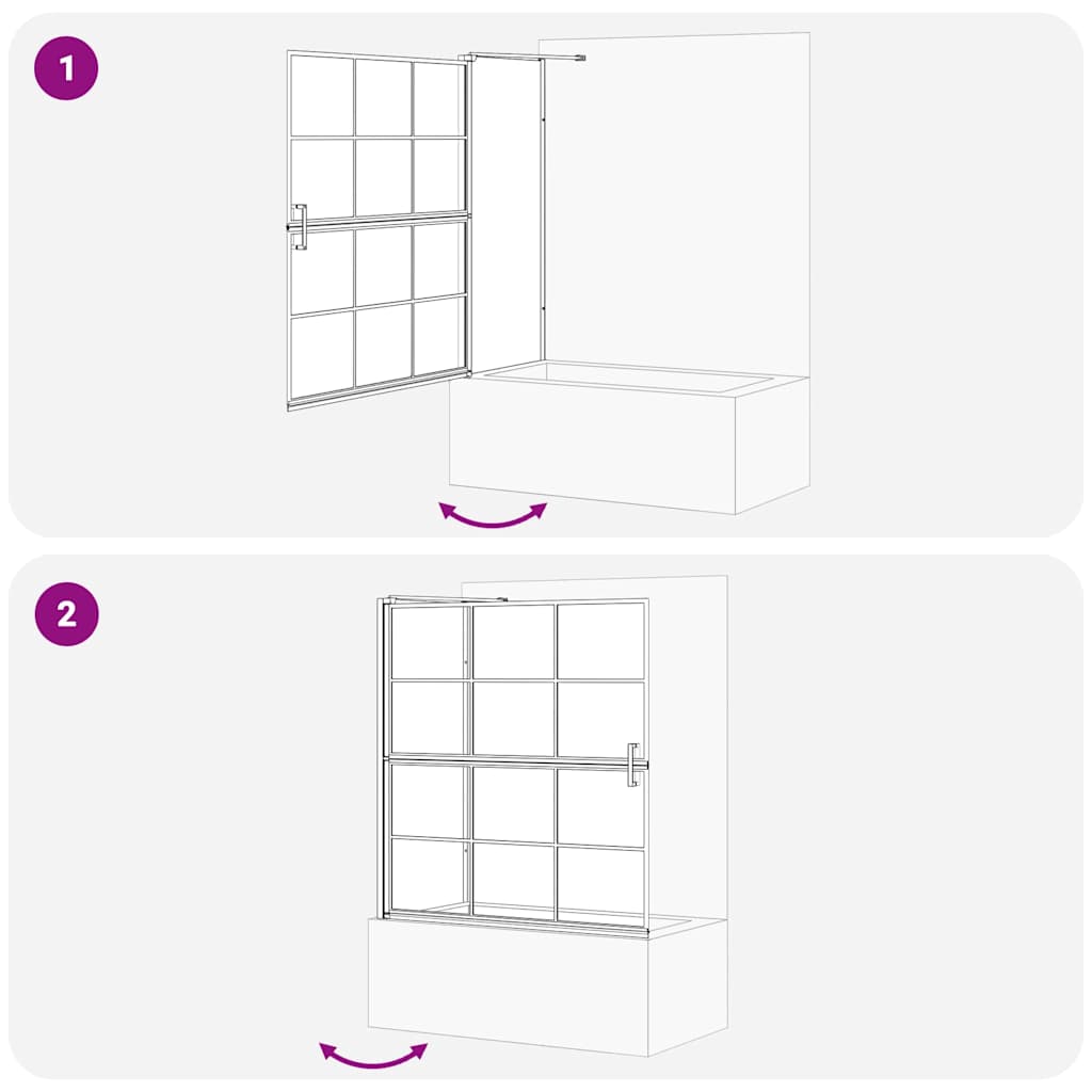 Bad-Duschschirm Schwarz und Transparent 116 x 67 x 129.5 cm