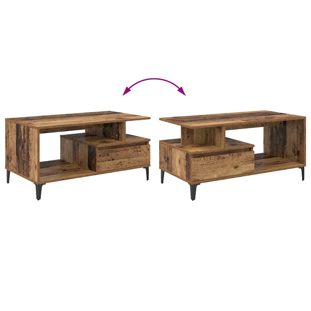 Couchtisch mit Schubladen Altholz 90 x 49 x 45 cm Holzwerkstoff