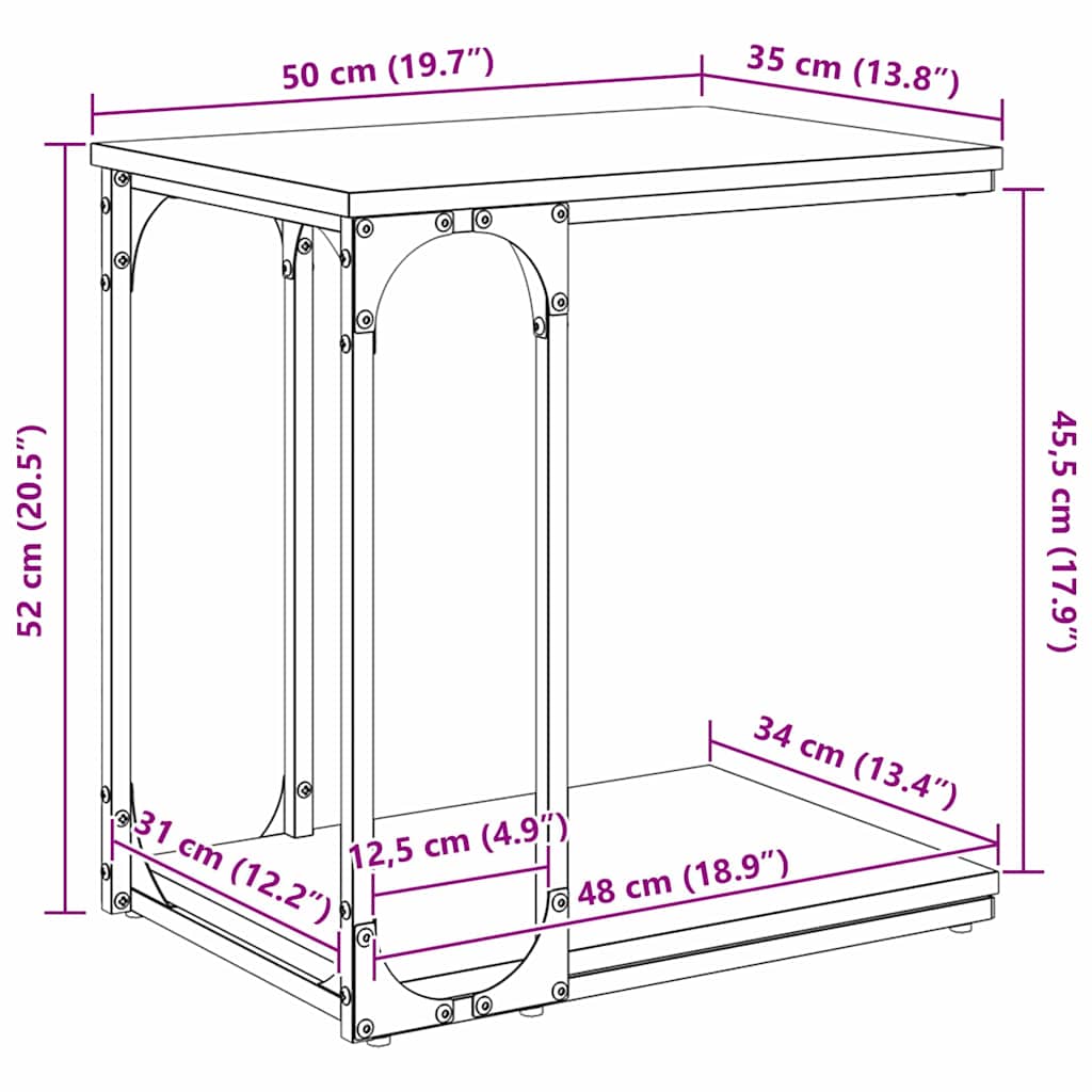 Beistelltisch mit Regal Altholz 50 x 35 x 52 cm Holzwerkstoff
