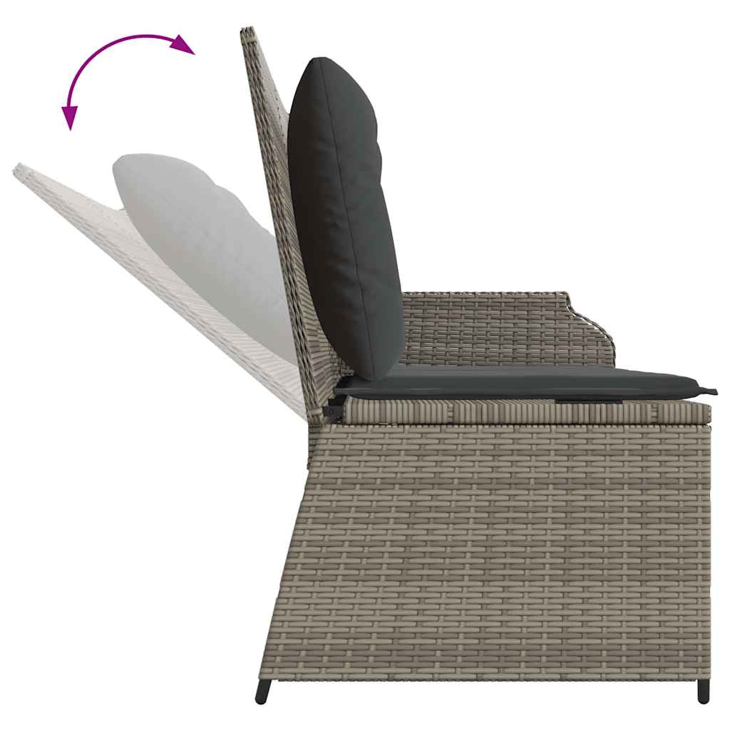 Gartenbank mit Kissen Grau Poly Rattan