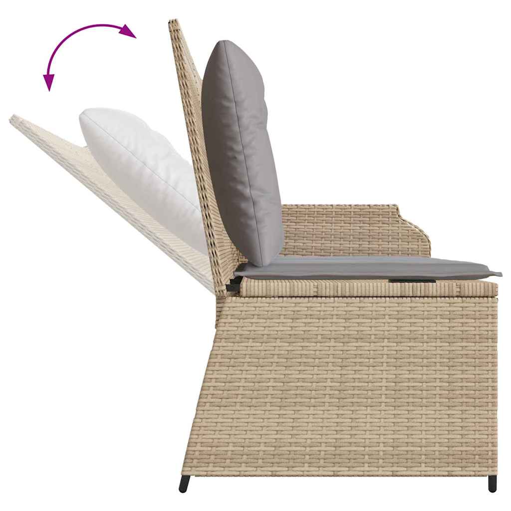 Gartenbank mit Kissen Beige Poly Rattan