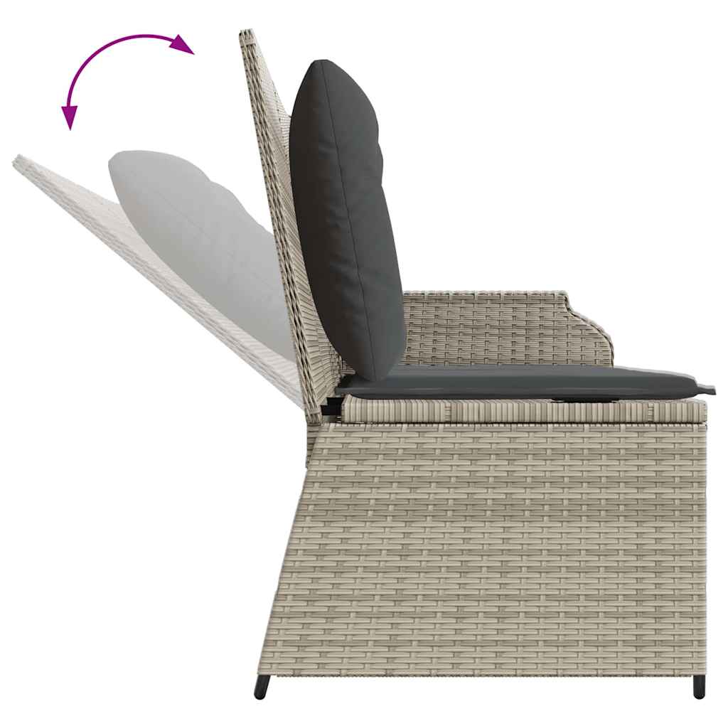 Gartenbank mit Kissen Hellgrau Poly Rattan
