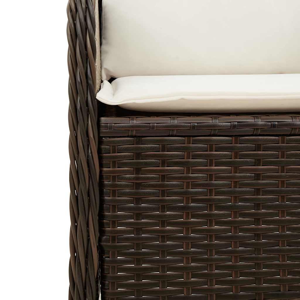 Gartenbank mit Kissen Braun Poly Rattan