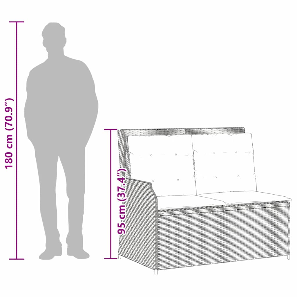 Gartenbank mit Kissen Beige Poly Rattan