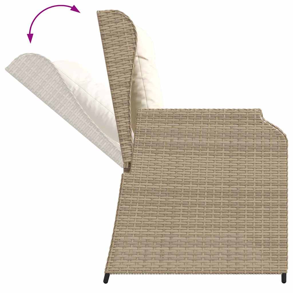 Gartenbank mit Kissen Beige Poly Rattan