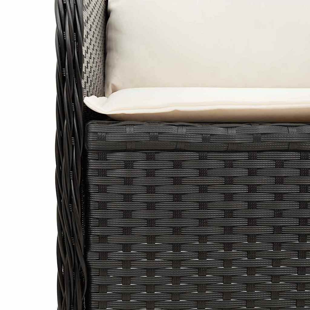 Gartenbank mit Kissen Schwarz Poly Rattan
