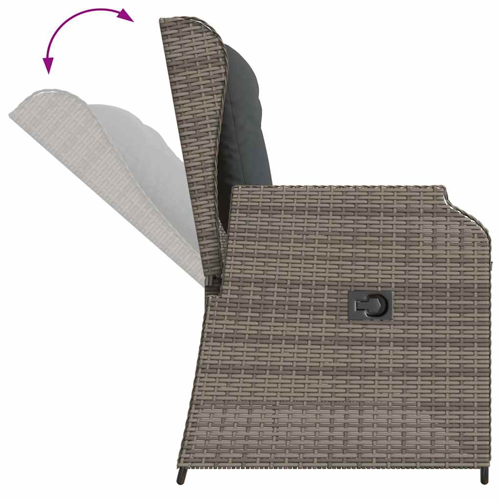 Gartenbank mit Kissen Grau Poly Rattan