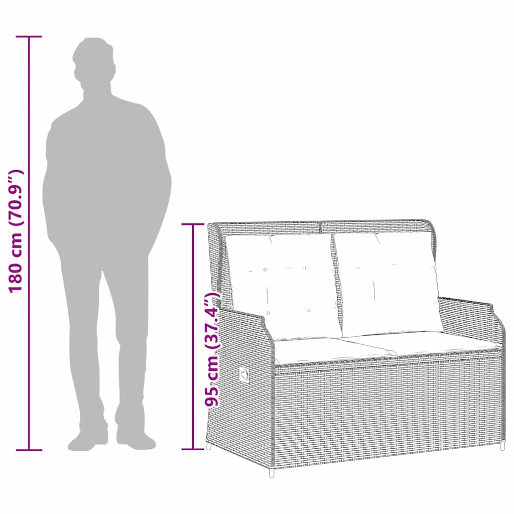 Gartenbank mit Kissen Grau Poly Rattan