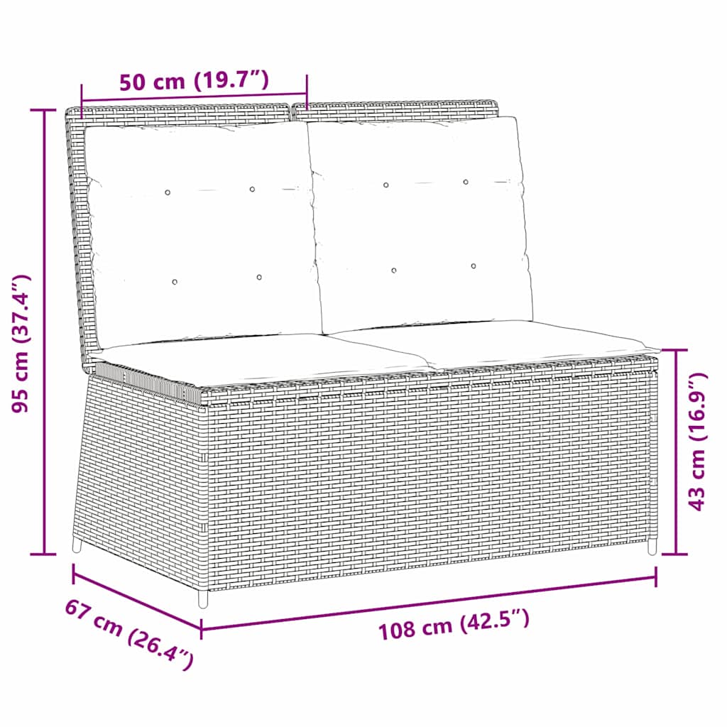 Gartenbank mit Kissen Braun Poly Rattan