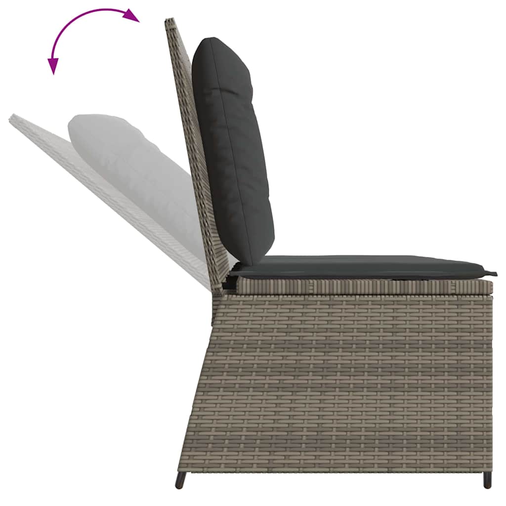 Gartenbank mit Kissen Grau Poly Rattan