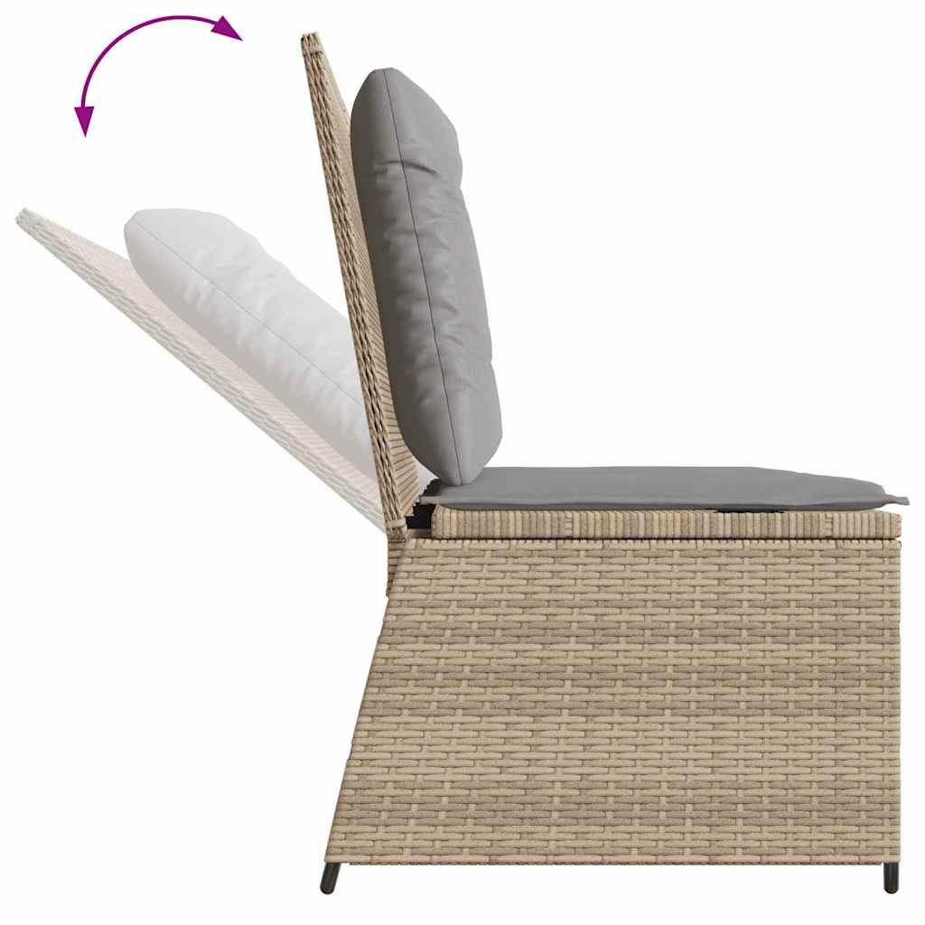 Gartenbank mit Kissen Beige Poly Rattan