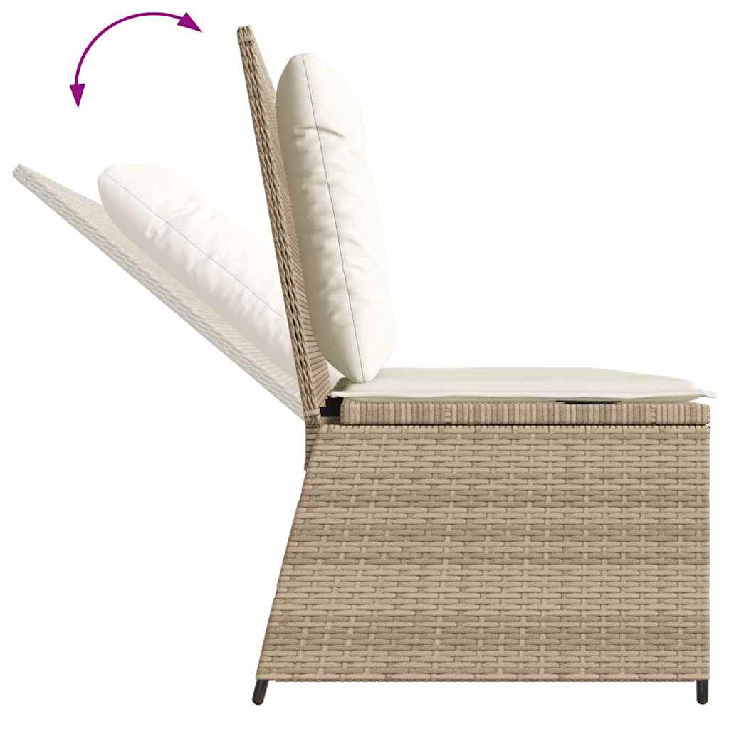 Gartenbank mit Kissen Beige Poly Rattan