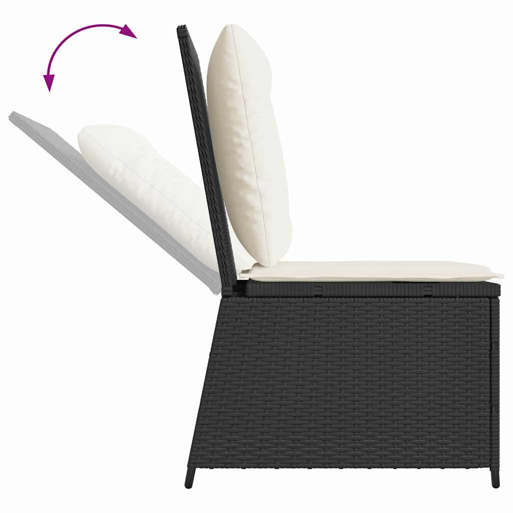 Gartensofa mit Kissen Schwarz Poly Rattan