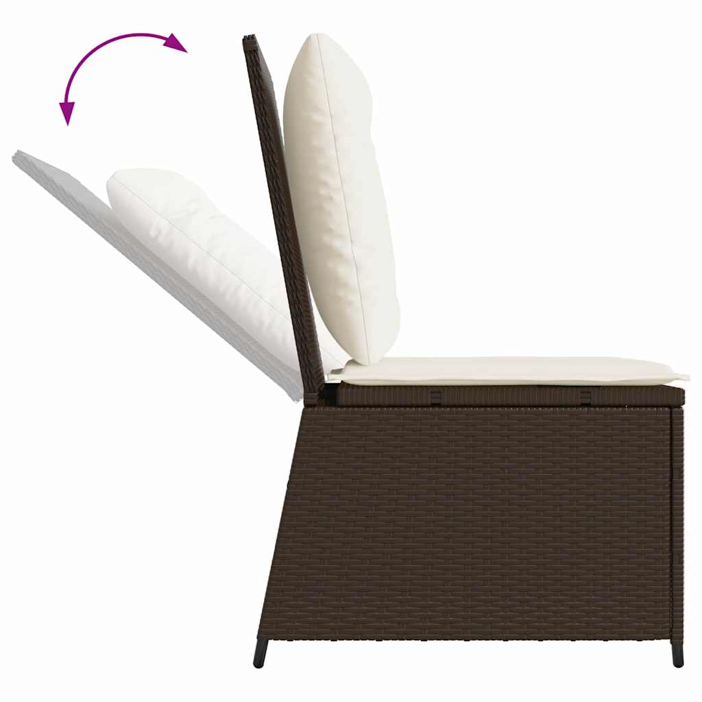 Gartensofa mit Kissen Braun Poly Rattan