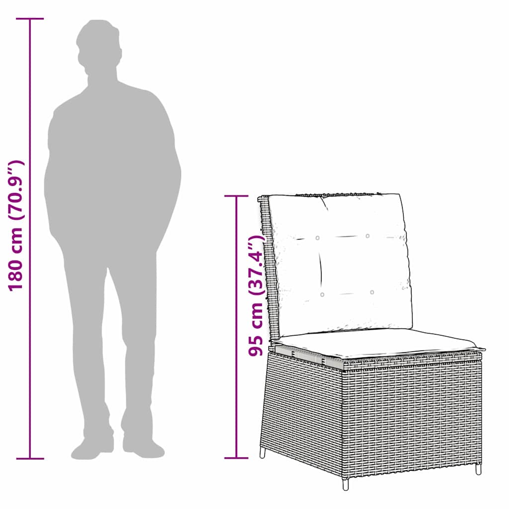 Gartensofa mit Kissen Braun Poly Rattan