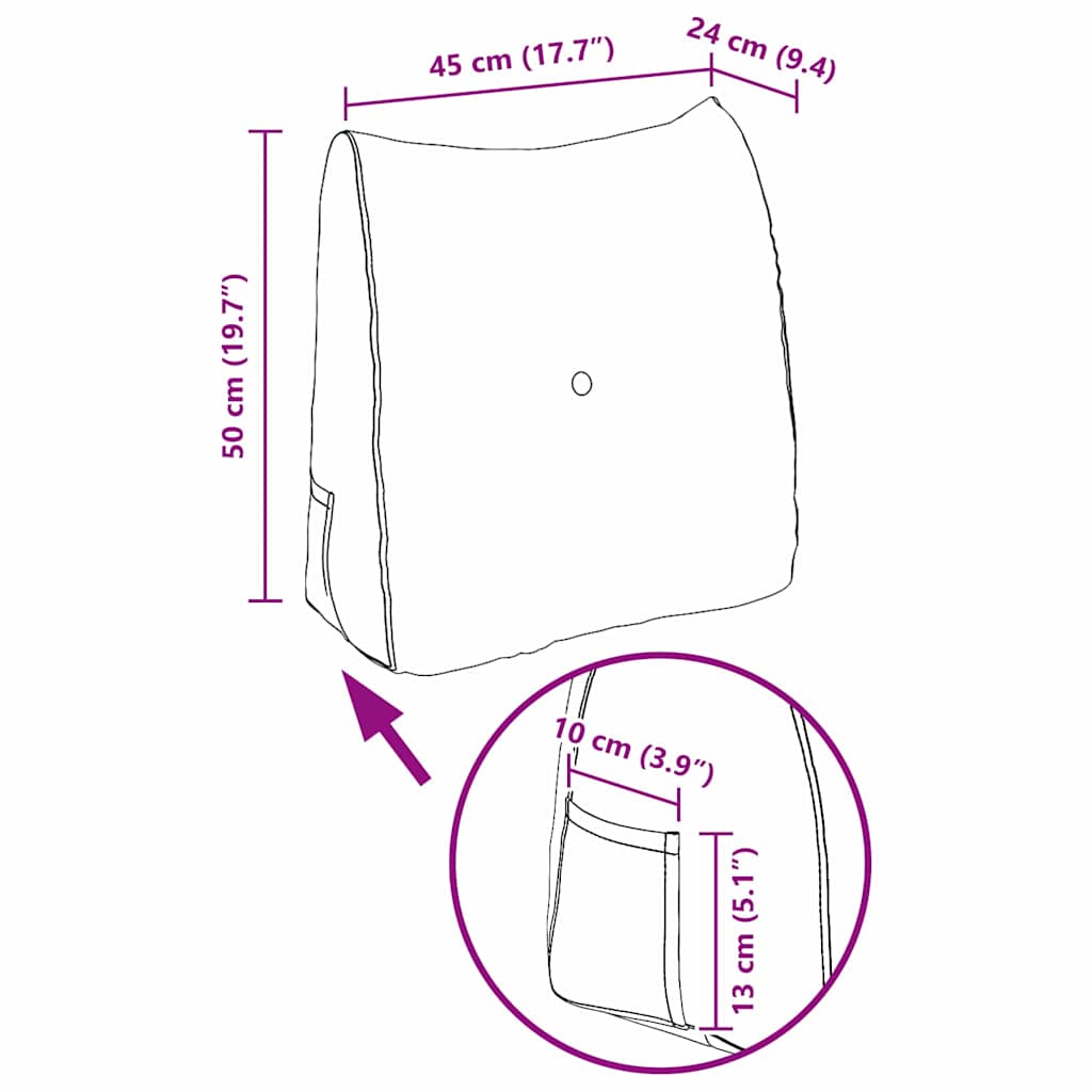 Rücken Kissen Weinrot 45 x 24 x 50 cm Stoff
