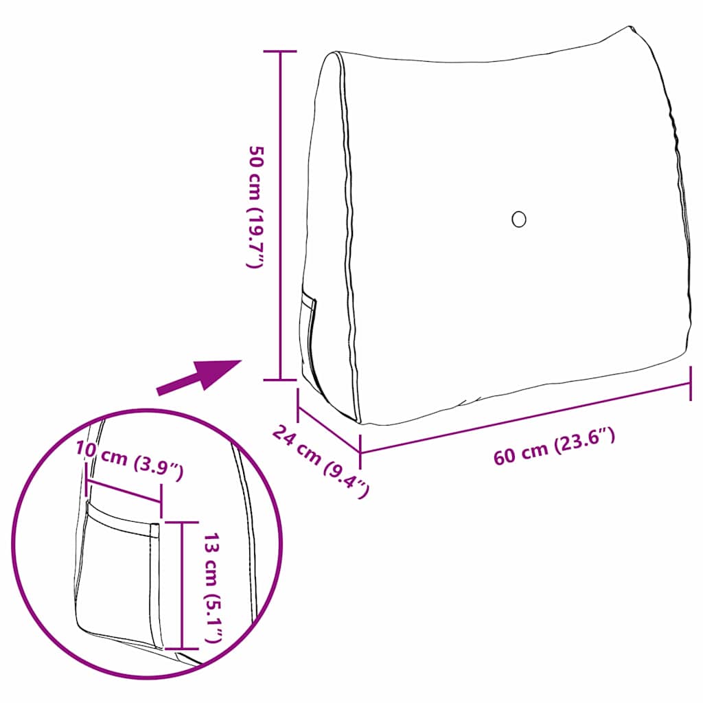 Rücken Kissen Creme 60 x 24 x 50 cm Stoff