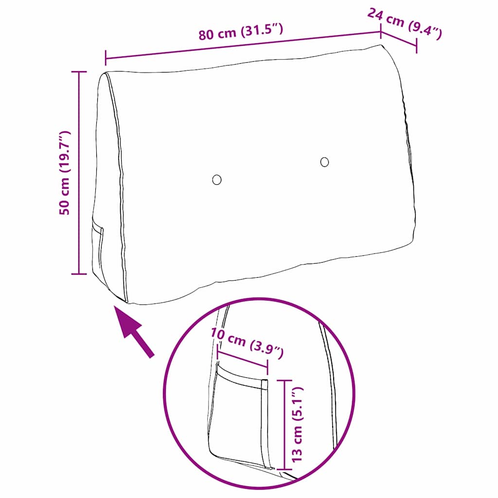Rücken Kissen Braun 80 x 24 x 50 cm Stoff